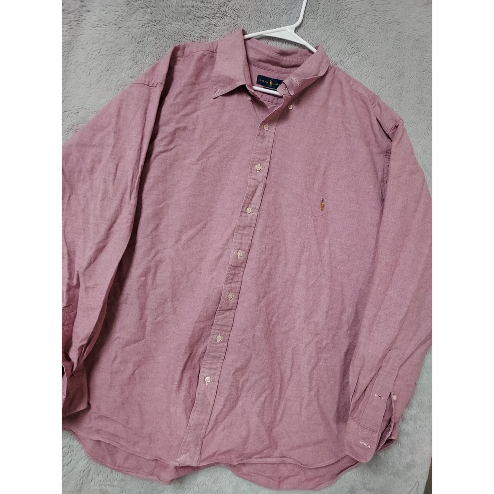 Polo Ralph Lauren Shirt Mens 3XB Stretch Oxford Button Down Flesh Pony STARCHED